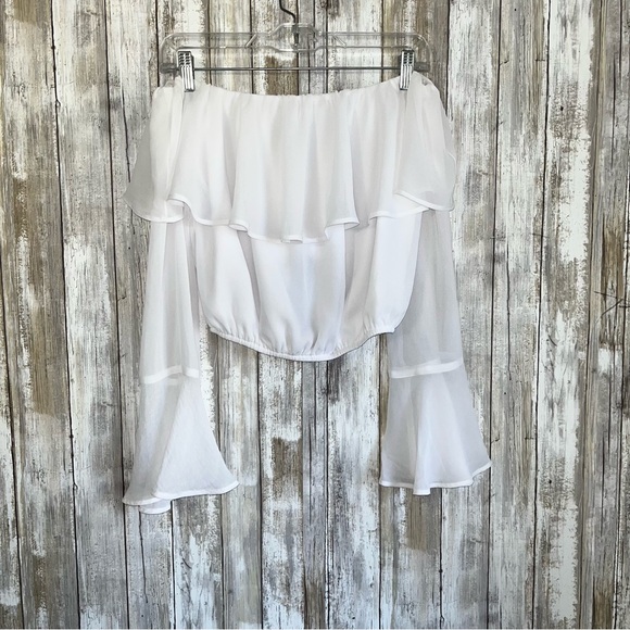 NWT Show Me Your Mumu Love Spell white Ruffle Crop Top Revolve - Picture 2 of 7